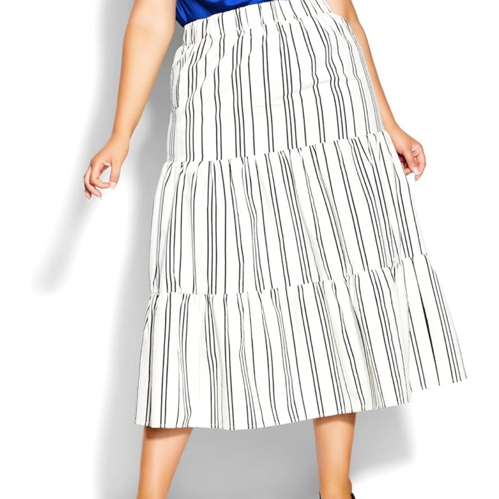 City chic Striped White and Black Women's Skirt
